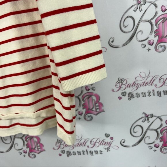 H&M sweater long sleeves stripes nautical Red and White Striped Blouse - Picture 5 of 7